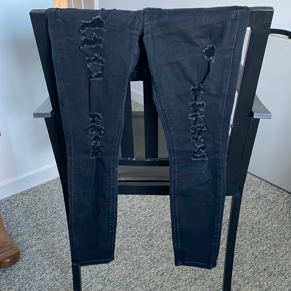 Express black tattered jeans